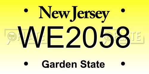 WE2058 New Jersey License Plate