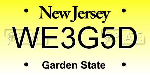 WE3G5D New Jersey License Plate
