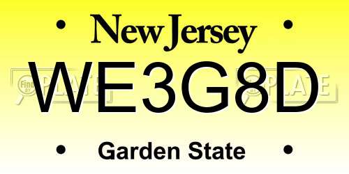 WE3G8D New Jersey License Plate