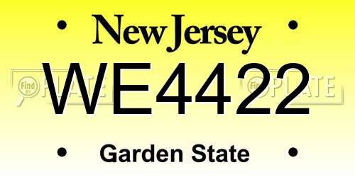 WE4422 New Jersey License Plate