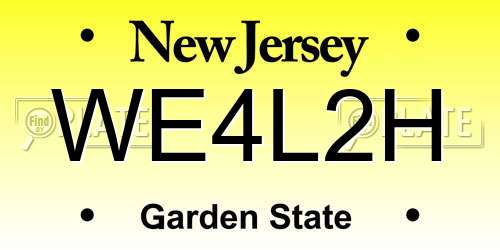 WE4L2H New Jersey License Plate