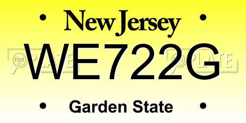 WE722G New Jersey License Plate