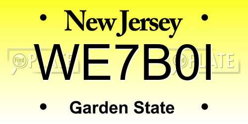 WE7B0I New Jersey License Plate