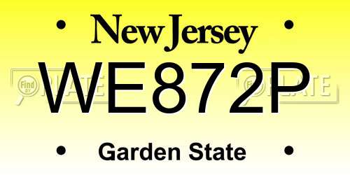 WE872P New Jersey License Plate