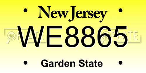 WE8865 New Jersey License Plate