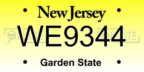 WE9344 New Jersey License Plate