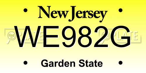 WE982G New Jersey License Plate