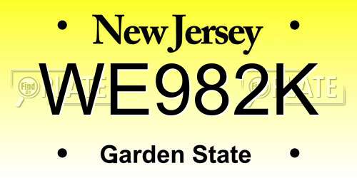 WE982K New Jersey License Plate