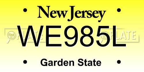 WE985L New Jersey License Plate