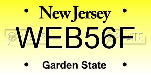 WEB56F New Jersey License Plate