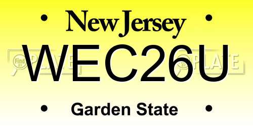 WEC26U New Jersey License Plate