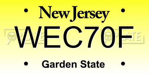 WEC70F New Jersey License Plate