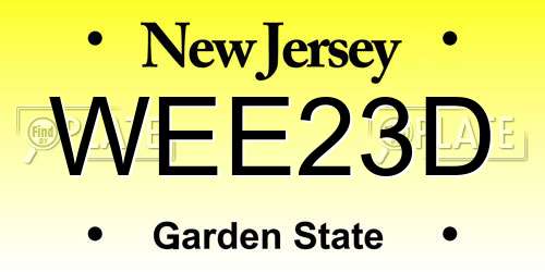 WEE23D New Jersey License Plate