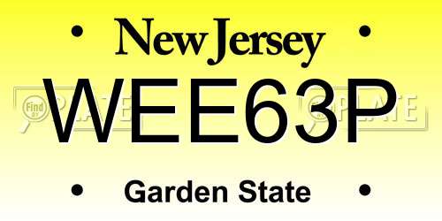 WEE63P New Jersey License Plate