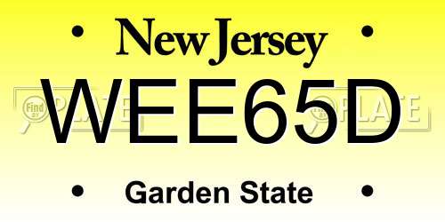 WEE65D New Jersey License Plate