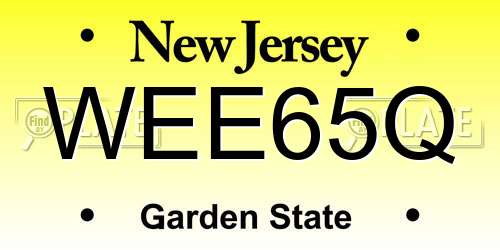 WEE65Q New Jersey License Plate