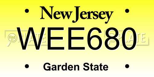 WEE680 New Jersey License Plate