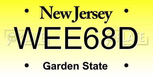WEE68D New Jersey License Plate