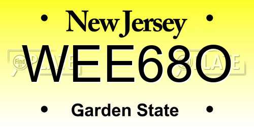 WEE68O New Jersey License Plate