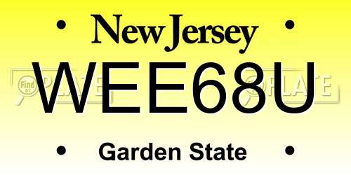 WEE68U New Jersey License Plate