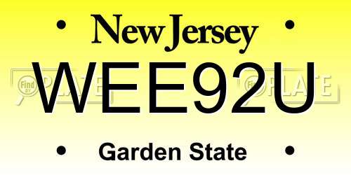 WEE92U New Jersey License Plate
