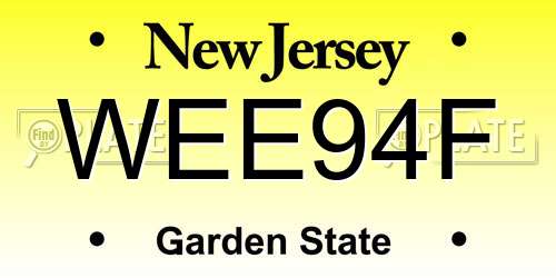 WEE94F New Jersey License Plate