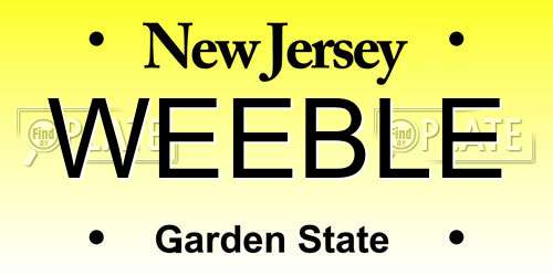 WEEBLE New Jersey License Plate