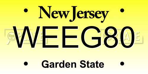 WEEG80 New Jersey License Plate