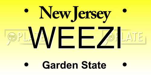WEEZI New Jersey License Plate
