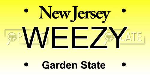 WEEZY New Jersey License Plate