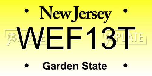 WEF13T New Jersey License Plate