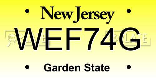 WEF74G New Jersey License Plate