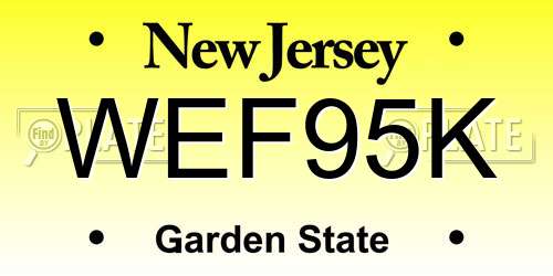 WEF95K New Jersey License Plate