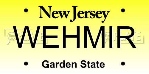 WEHMIR New Jersey License Plate