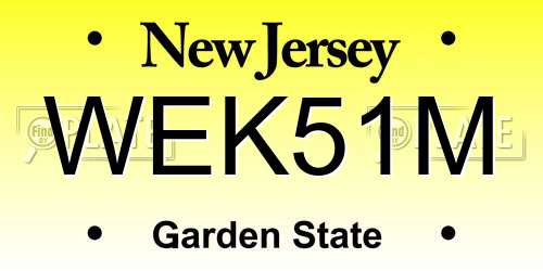 WEK51M New Jersey License Plate