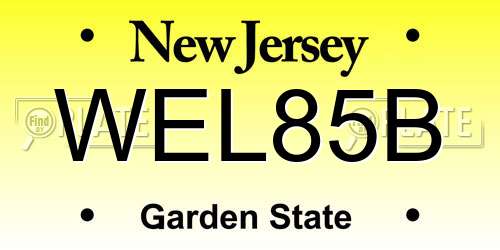 WEL85B New Jersey License Plate