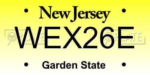 WEX26E New Jersey License Plate