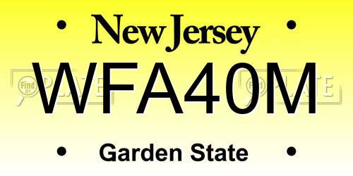 WFA40M New Jersey License Plate