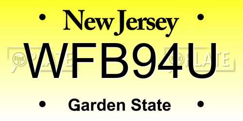 WFB94U New Jersey License Plate