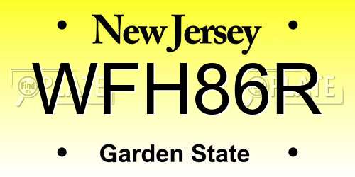 WFH86R New Jersey License Plate