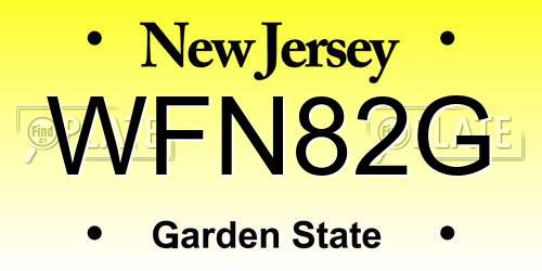 WFN82G New Jersey License Plate