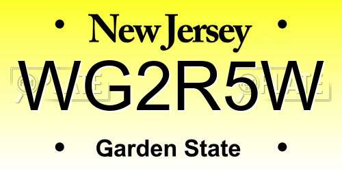WG2R5W New Jersey License Plate