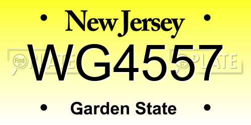 WG4557 New Jersey License Plate