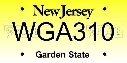 WGA310 New Jersey License Plate