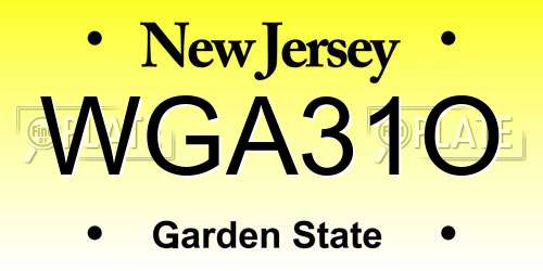 WGA31O New Jersey License Plate
