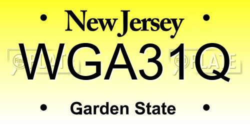 WGA31Q New Jersey License Plate