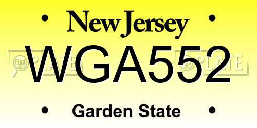 WGA552 New Jersey License Plate