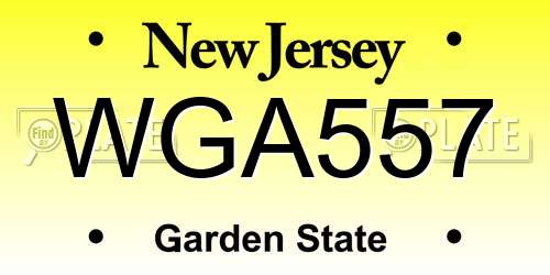 WGA557 New Jersey License Plate
