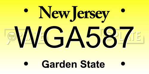 WGA587 New Jersey License Plate
