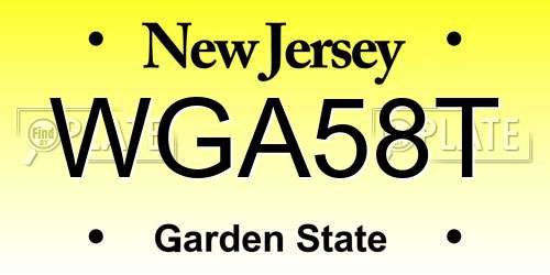 WGA58T New Jersey License Plate